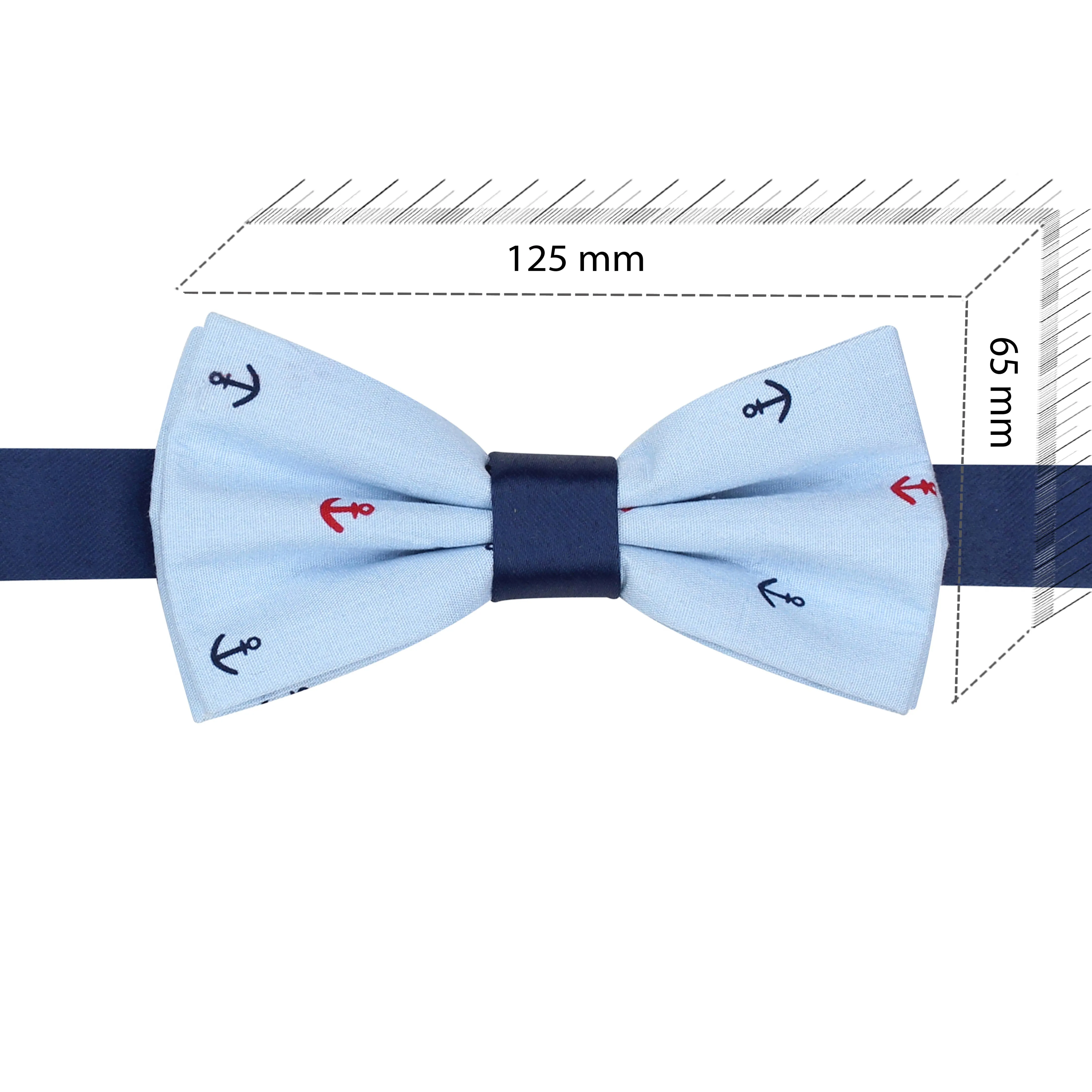 Peluche Anchor Print Sky blue Bow Tie For Men