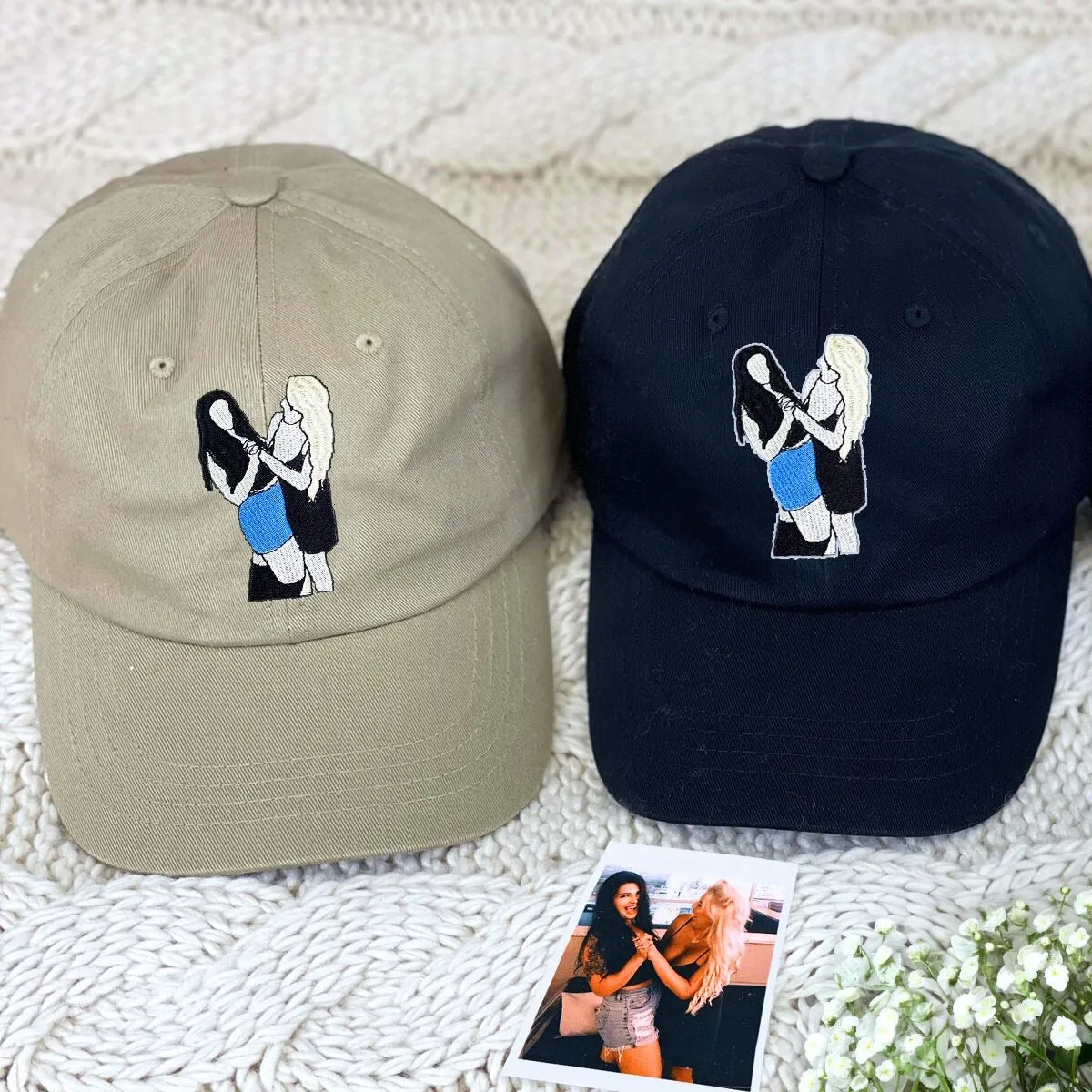 Personalized Best Friend Hat with Custom Embroidered Photo - Unique Soul Sisters Idea