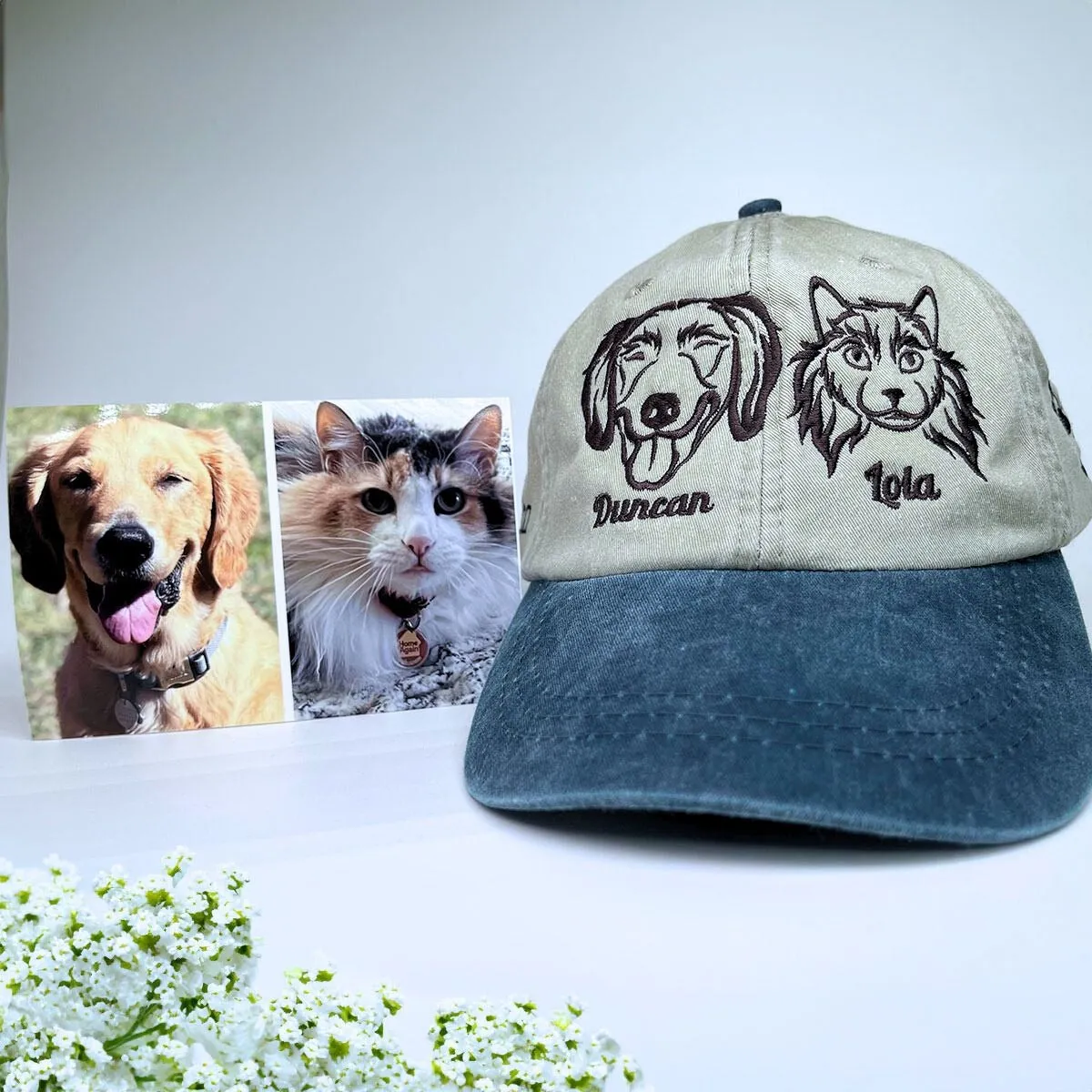 Personalized Dog Hat with Custom Embroidered Photo - Unique Dog Lover Gift Idea