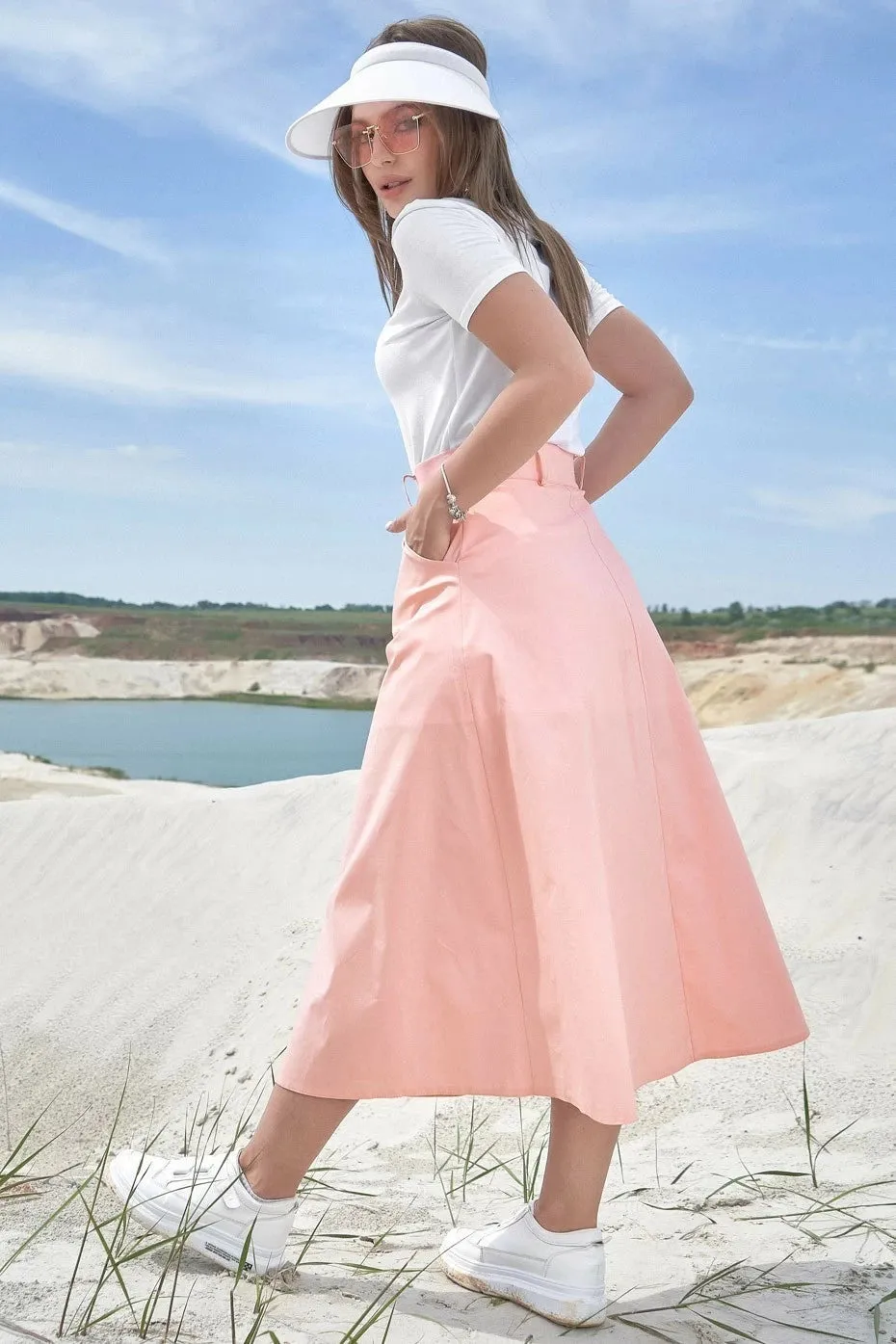 Pink Skirt with Belt Set Comfortable Casual Wear Stylish Clothes Tasteful Fashion