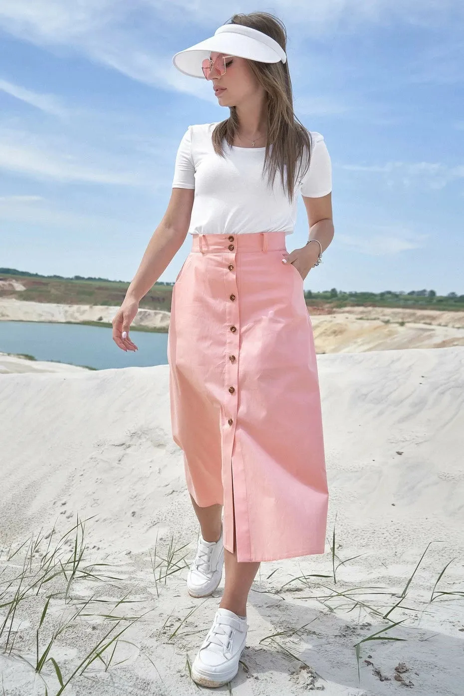 Pink Skirt with Belt Set Comfortable Casual Wear Stylish Clothes Tasteful Fashion