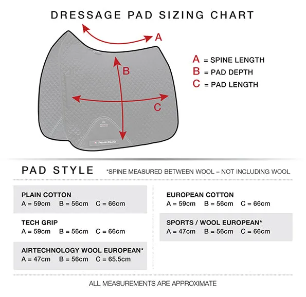 Premier Equine - Merino Wool Half Lined European Saddle Pad - Dressage