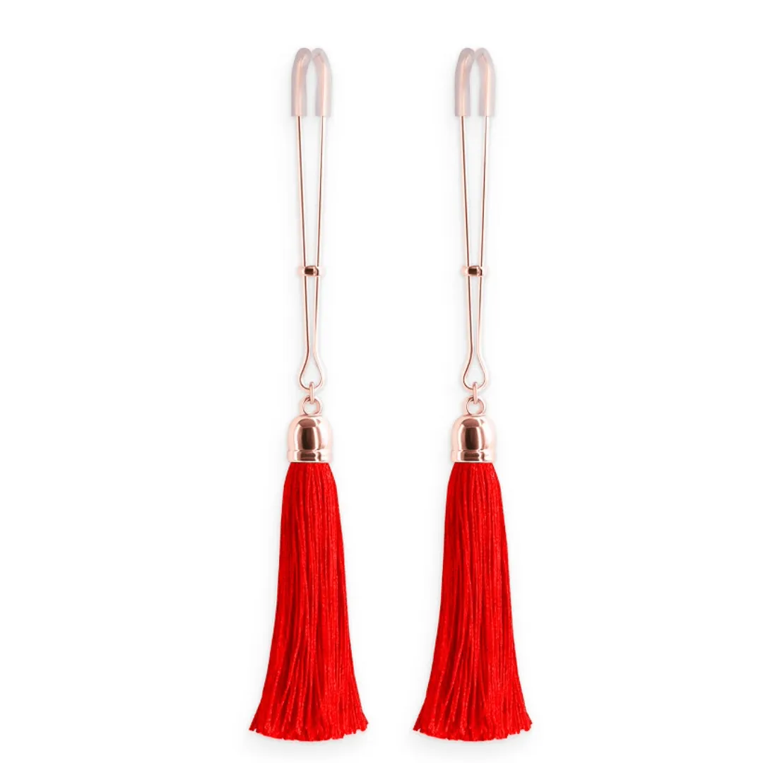 Red & Gold Tassel Nipple Clamps