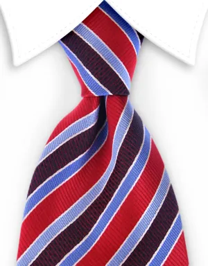 Red and Blue Striped 4" Wide Tie