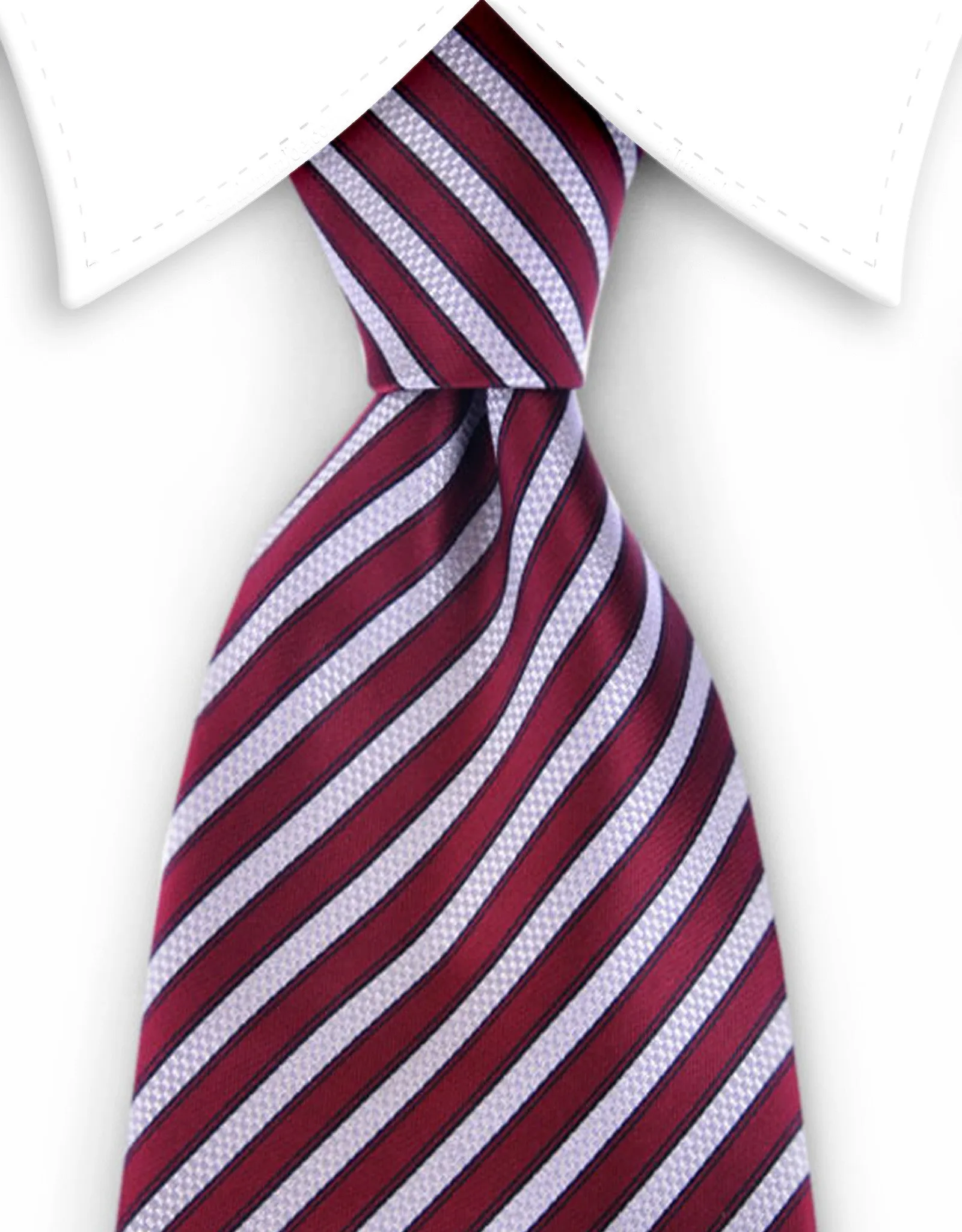 Red and Silver Striped 4" Wide Necktie