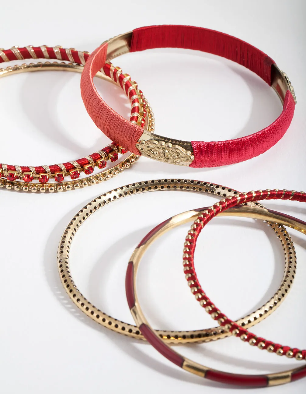 Red Mixed Bangle 6-Pack