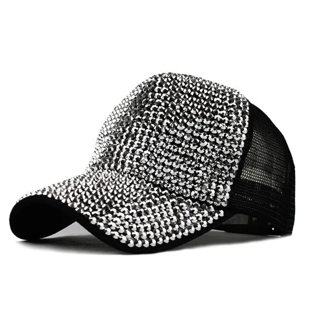 Rhinestone Gothic Punk Embroidered Baseball Cap