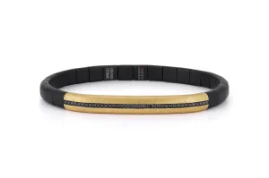 Roberto Demeglio Black Ceramic Stretch Bracelet with Gold Bar