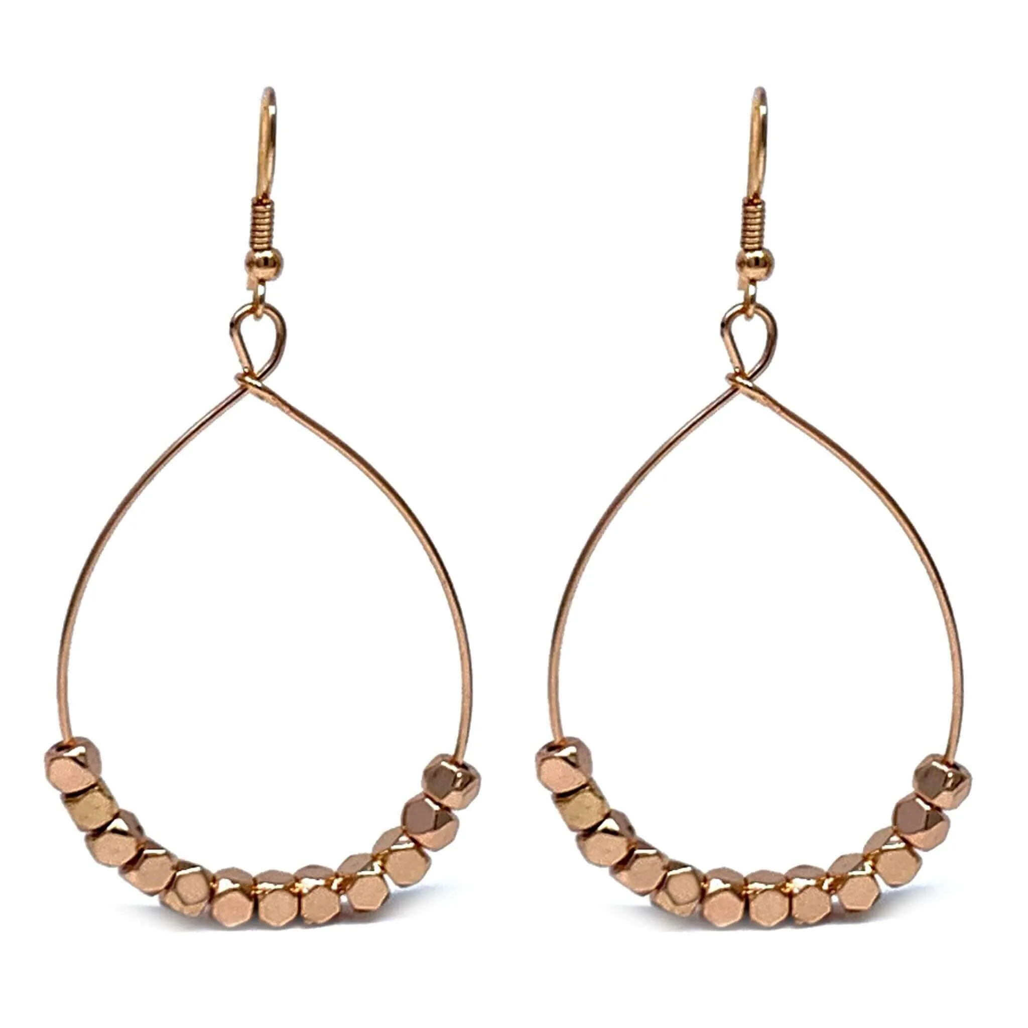 Rose Gold Beaded Hoop Earrings