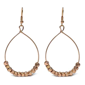 Rose Gold Beaded Hoop Earrings