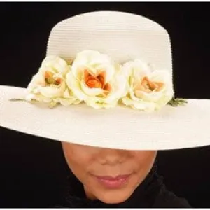 SE7006- Cream straw hat for women with small flowers