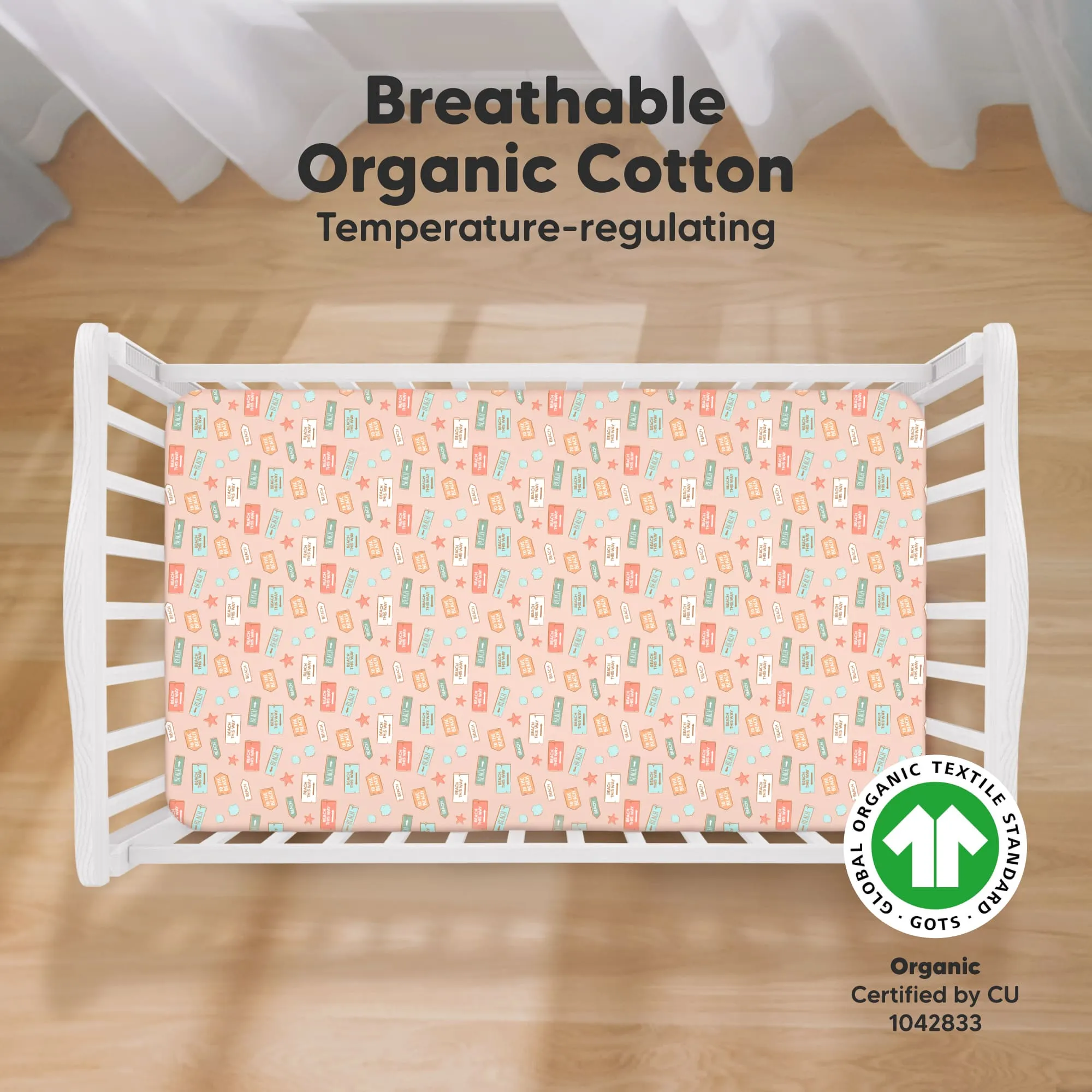 Soothe Fitted Crib Sheet (Beach Day)