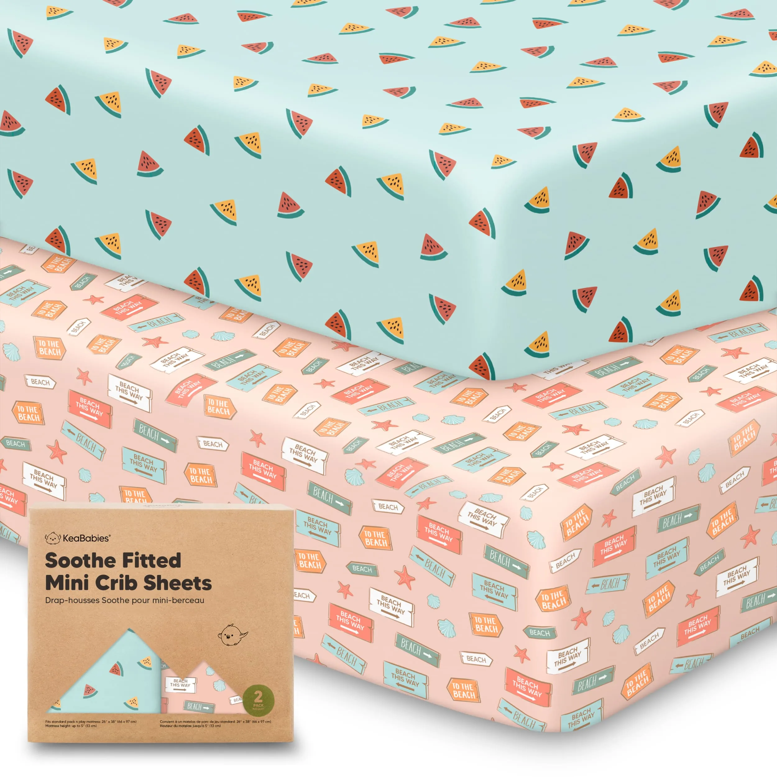 Soothe Fitted Mini Crib Sheet (Beach Day)