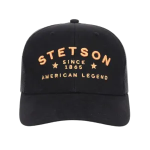 Stetson Men's  Black Embroidered Trucker Hat