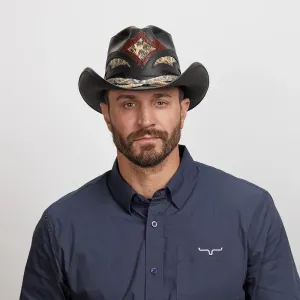 Storm Black | Mens Leather and Rattlesnake Black Cowboy Hat