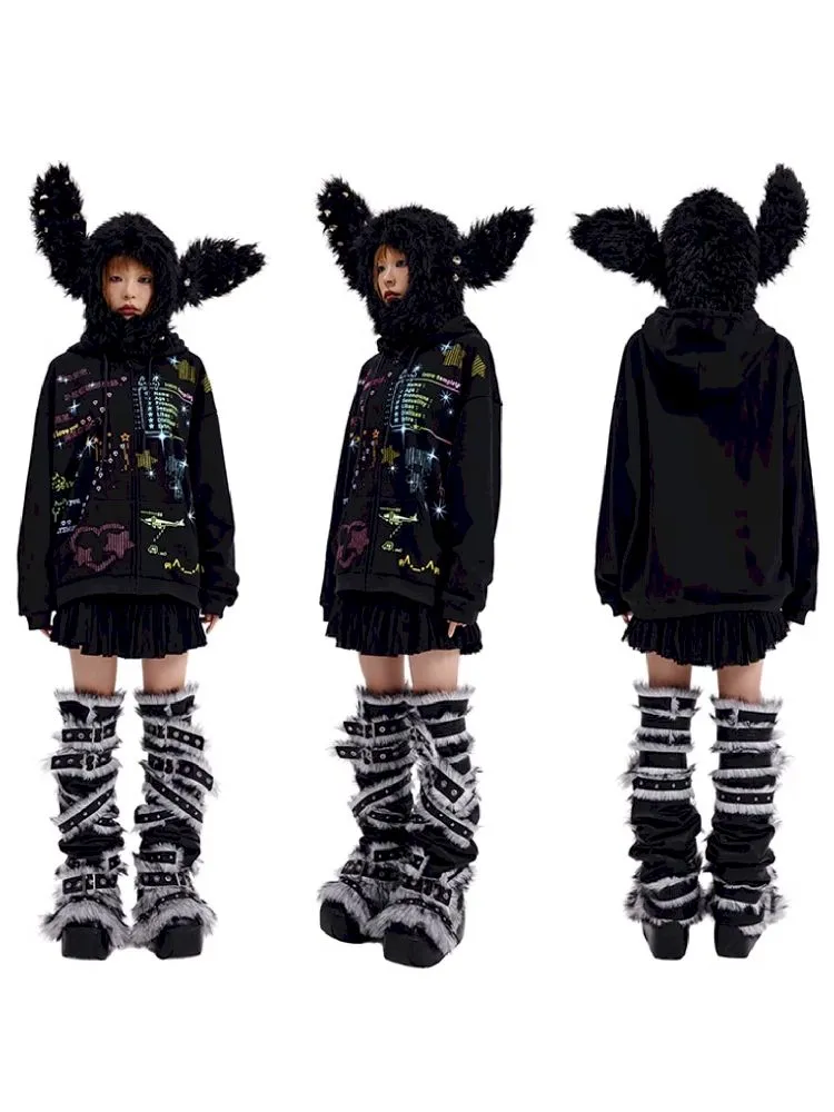 Studded Bunny Ears Hat【s0000010629】