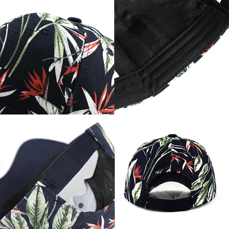 Summer Leaves Printed Snapback Baseball Cap