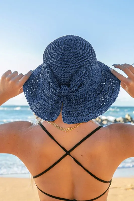 TEEK - Back Bow Woven Straw Bucket Hat