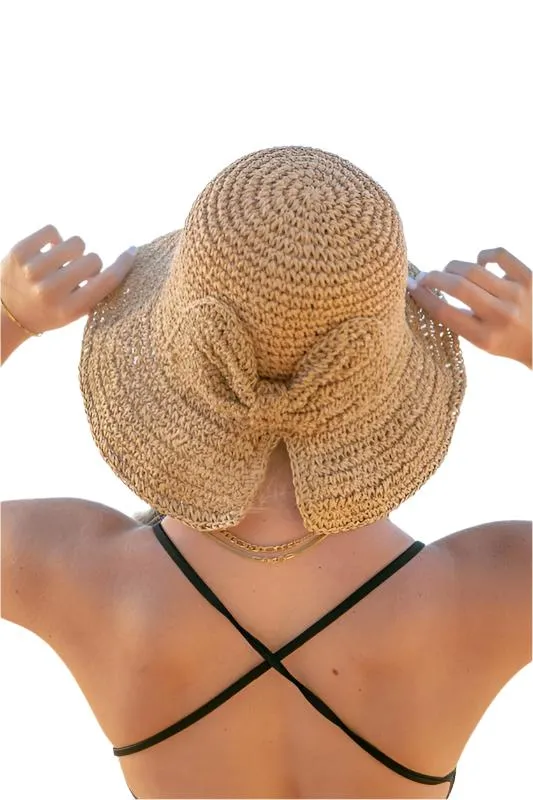 TEEK - Back Bow Woven Straw Bucket Hat