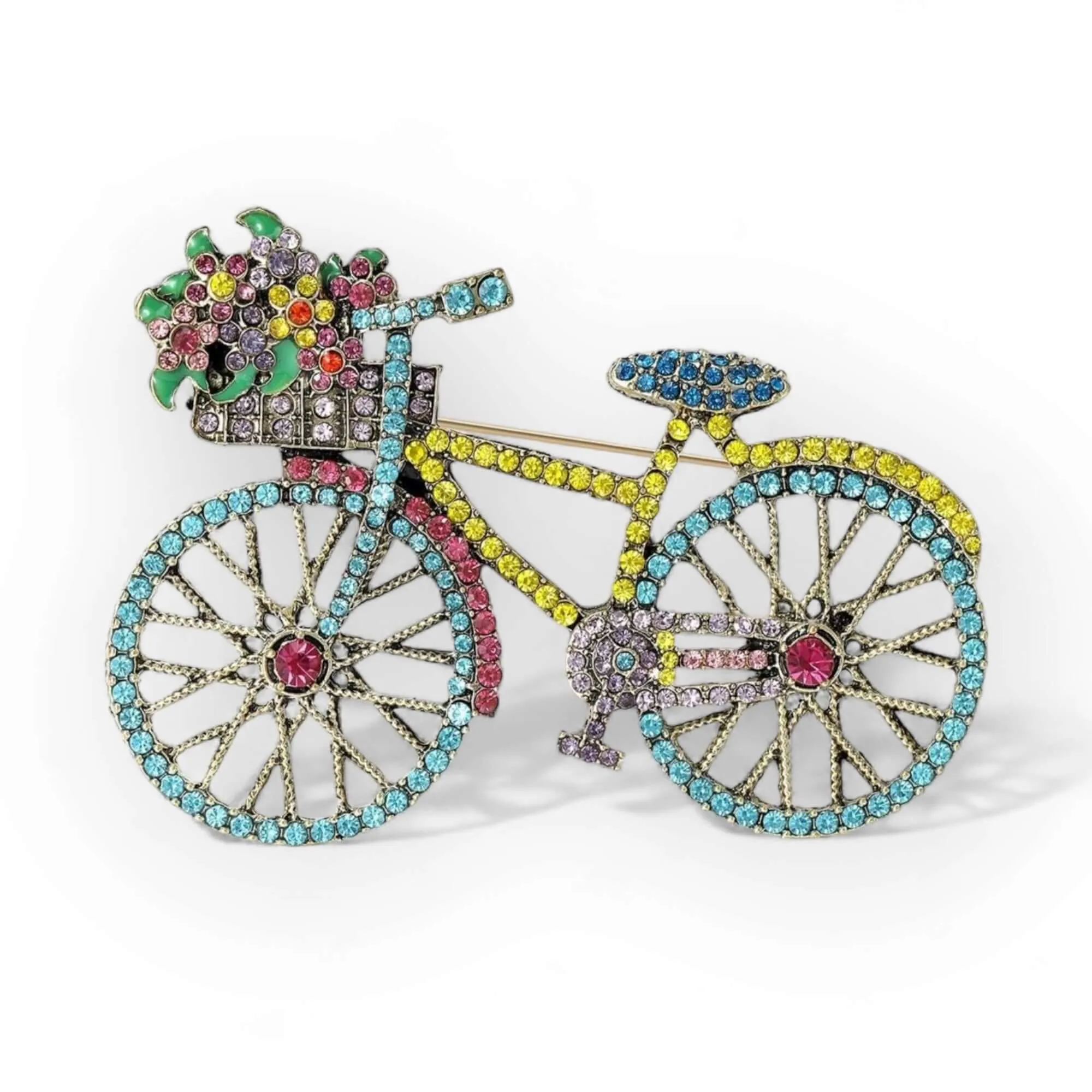 The Gardeners Bicycle Rhinestone Brooch