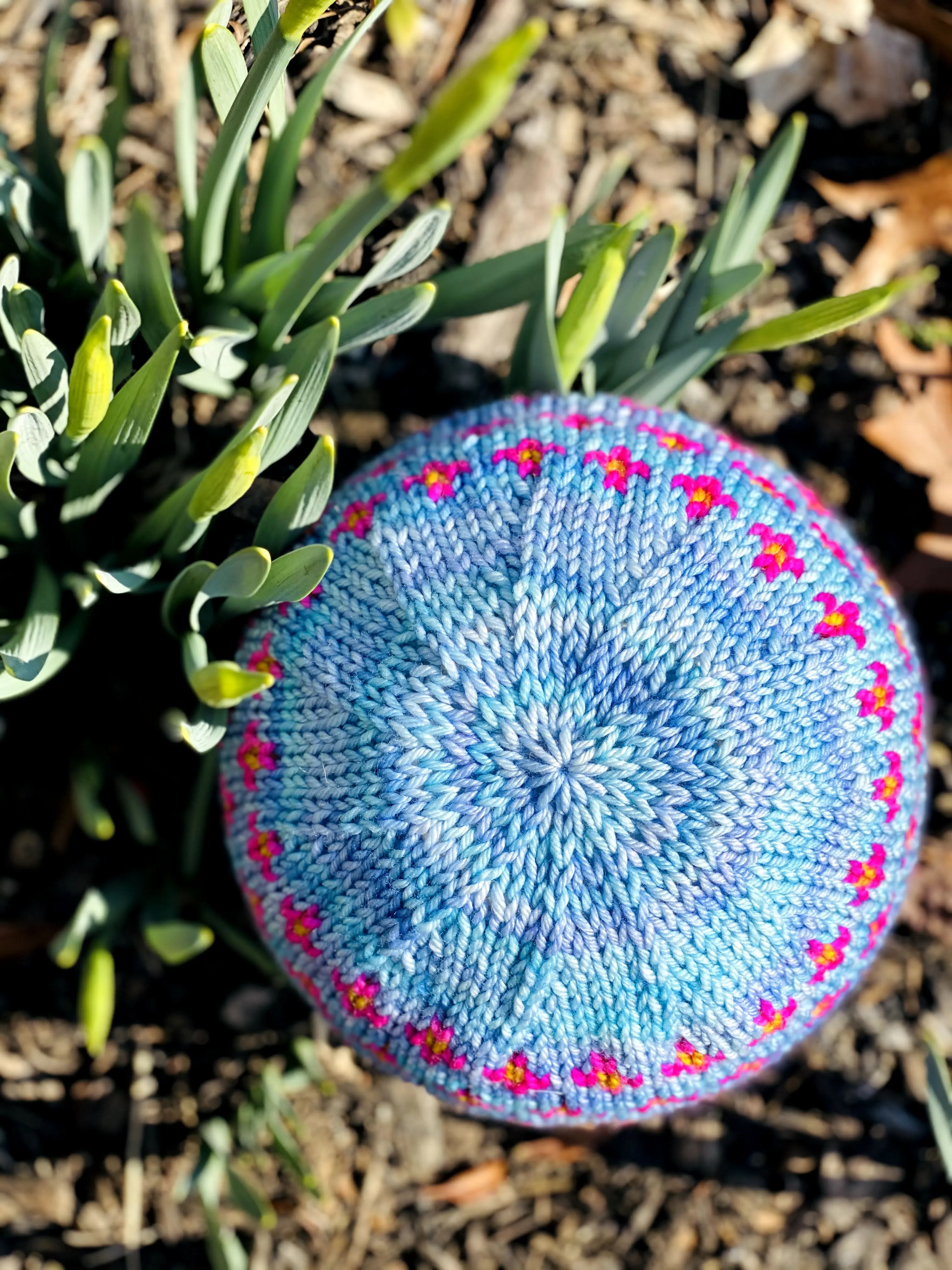 The Happiest of Hats Knitting PATTERN color work flowers baby to adult sizes