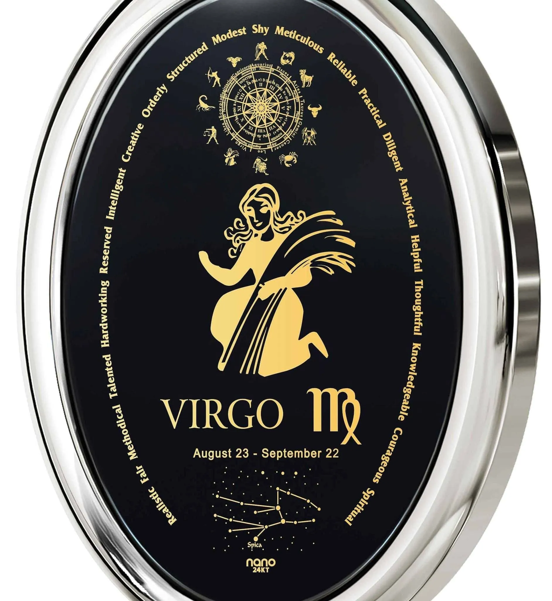 The World of Virgo, 14k White Gold Necklace, Onyx