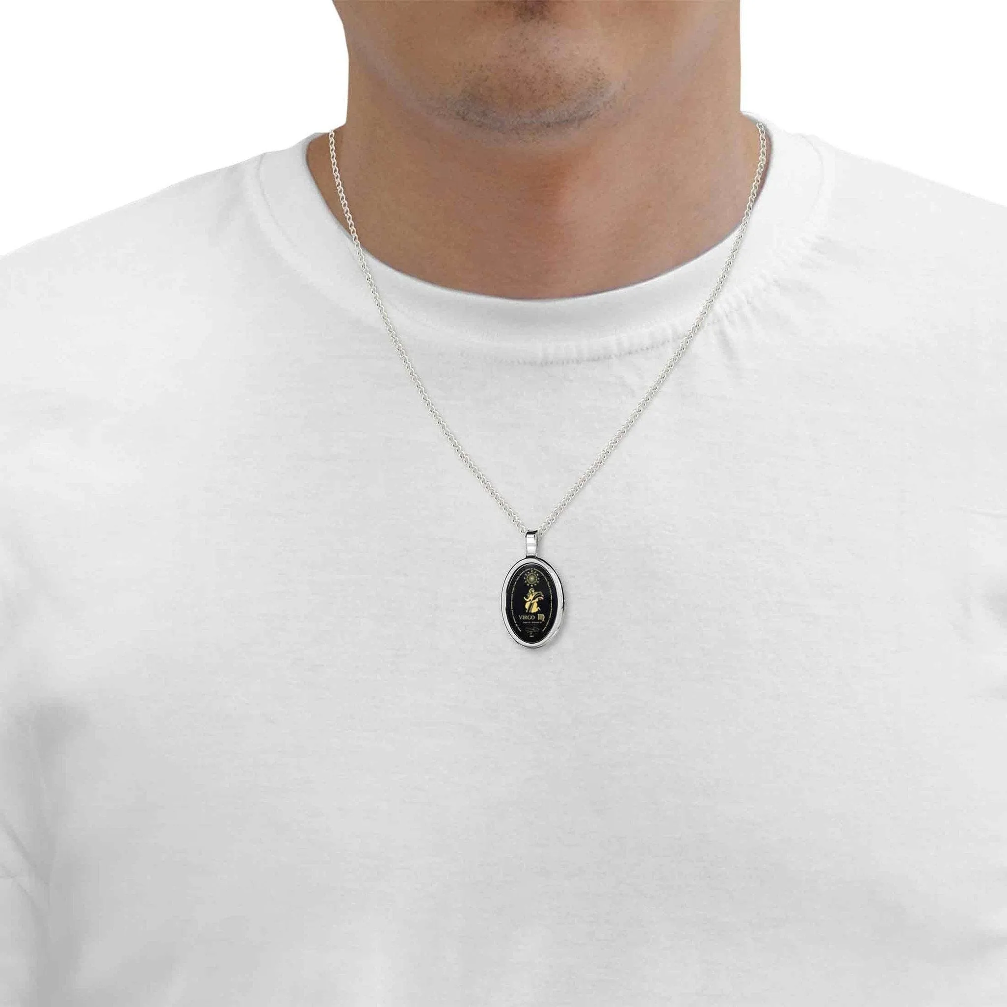 The World of Virgo, 14k White Gold Necklace, Onyx