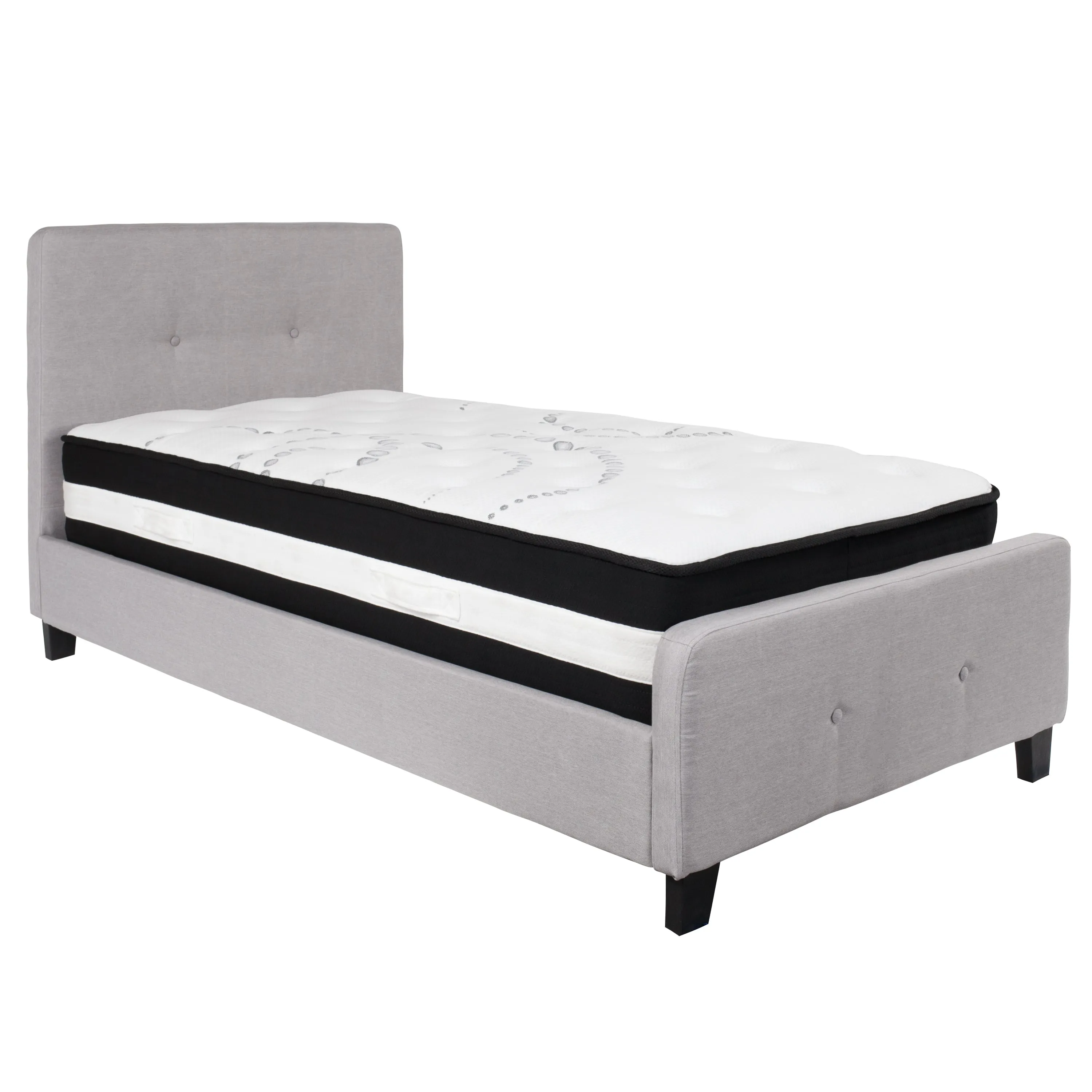 Twin Platform Bed Set-Gray HG-BM-25-GG