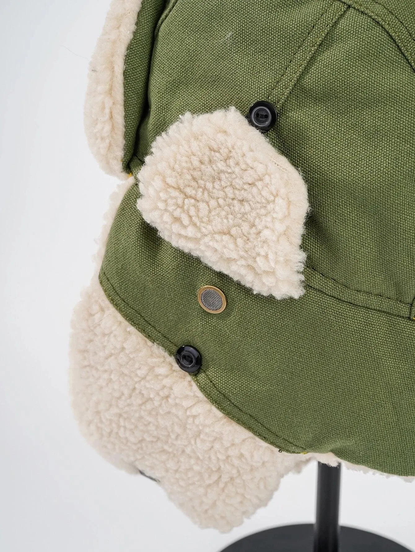 Unisex Olive Green Trapper Hat with Plush Lining