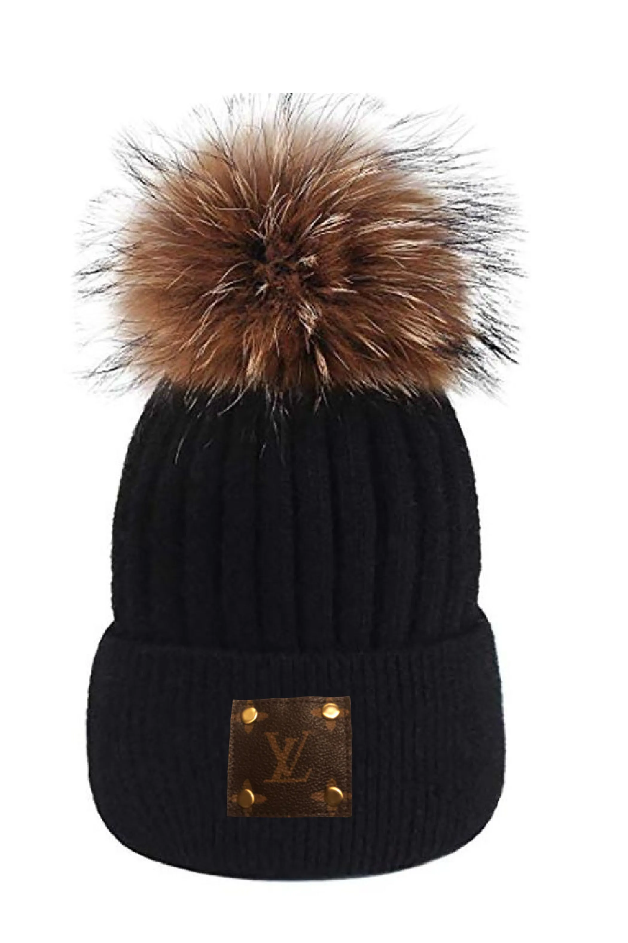 Up-Cycled Wool Blend Fur Pom Beanie