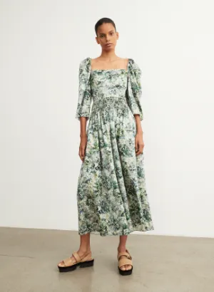 Vince Printed Floral Smocked Skirt