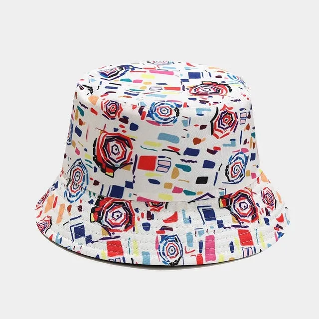 Vintage Bucket Hat Women Summer Sun Hats Reversible Fisherman Hat