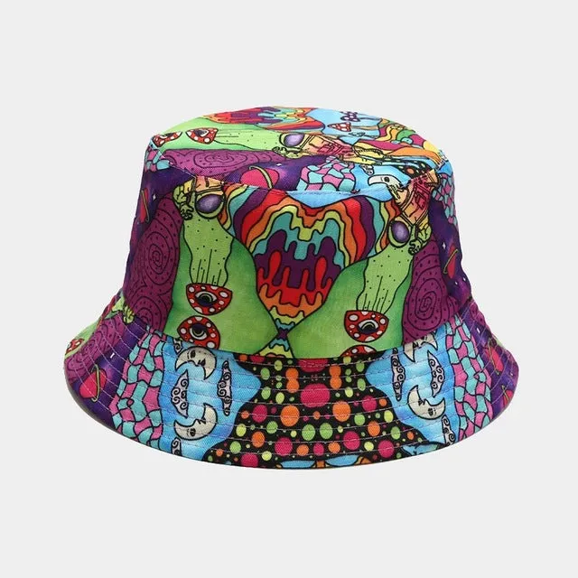 Vintage Bucket Hat Women Summer Sun Hats Reversible Fisherman Hat