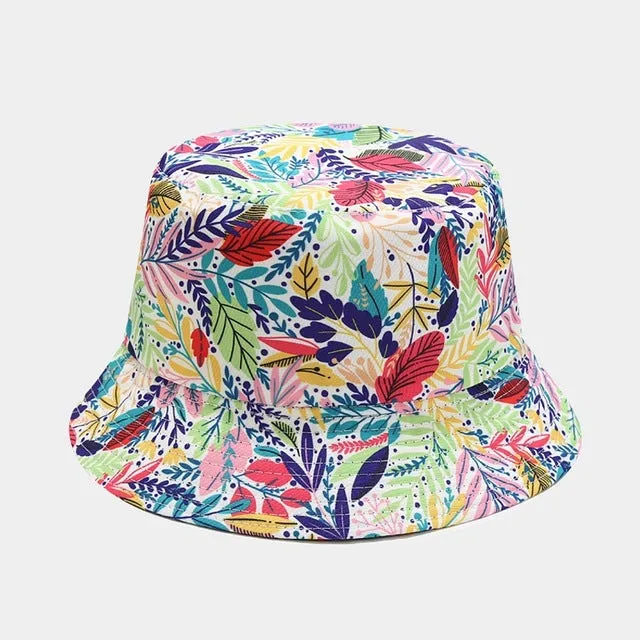 Vintage Bucket Hat Women Summer Sun Hats Reversible Fisherman Hat