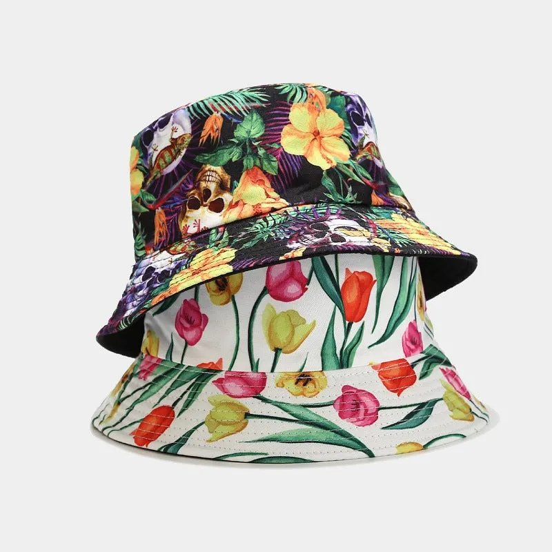 Vintage Bucket Hat Women Summer Sun Hats Reversible Fisherman Hat