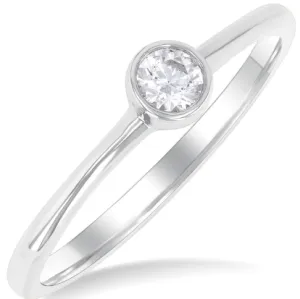 White Gold Petite Bezel Set Round Cut Diamond Fashion Ring