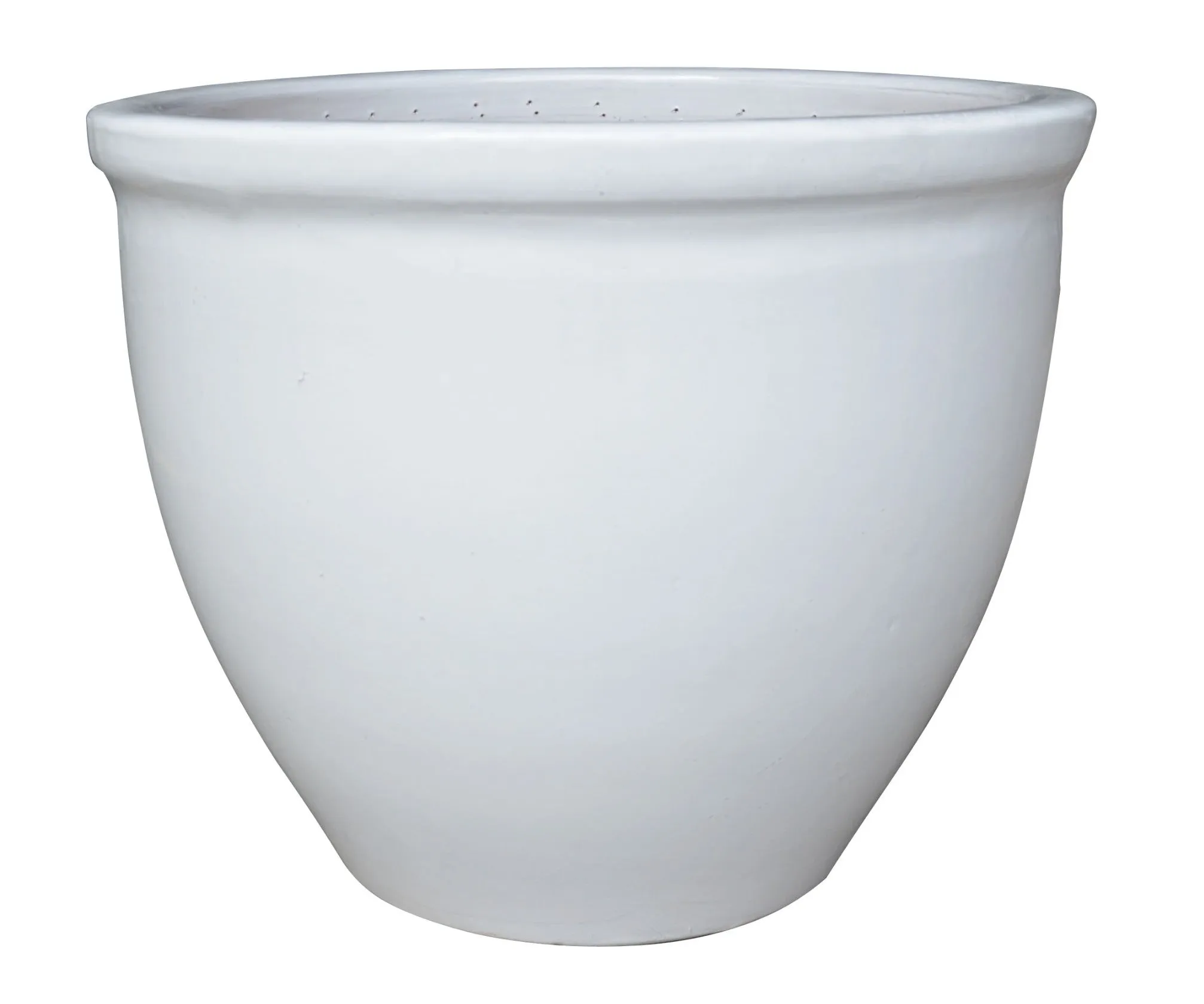 White Round Glazed Ceramic Planter (Set Of 3)