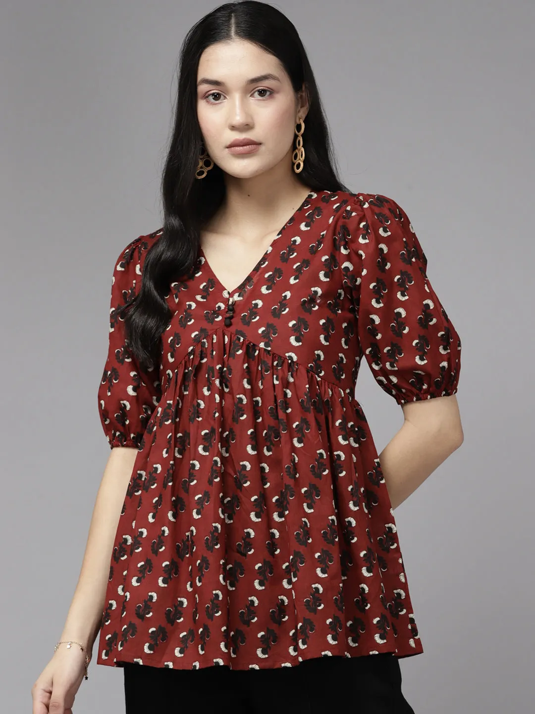 Women Red Pure Cotton Top