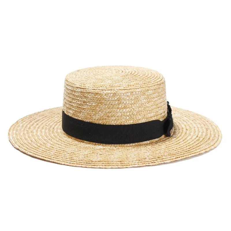 Womens Beach Hat With Brim and Black Ribbon