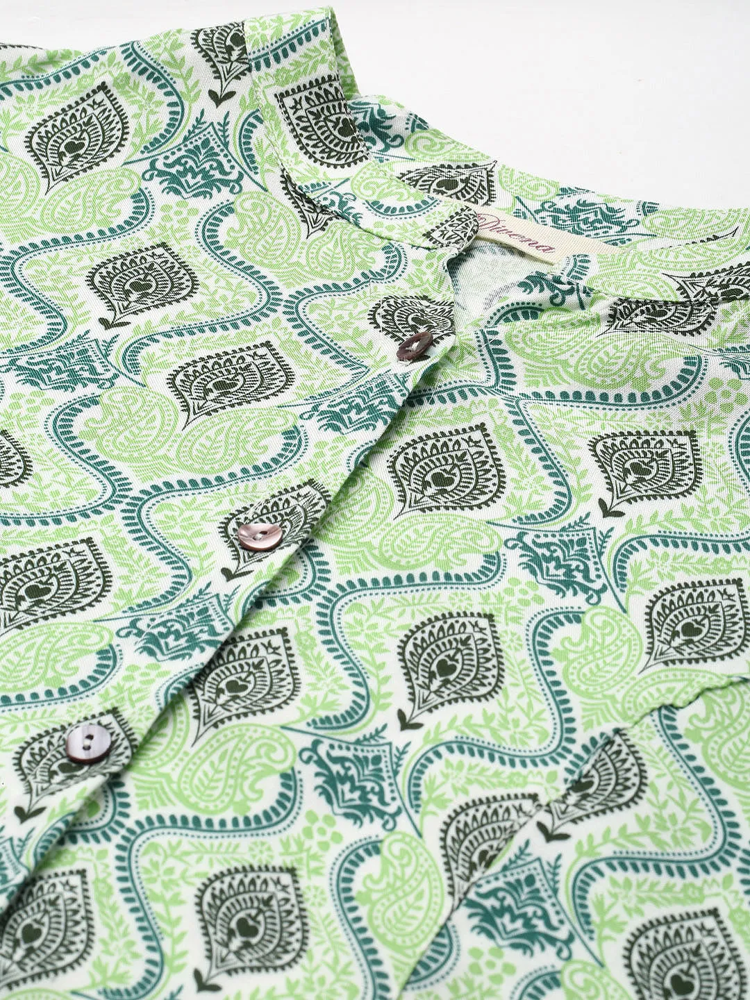 Women'S Light Green Floral Rayon Top