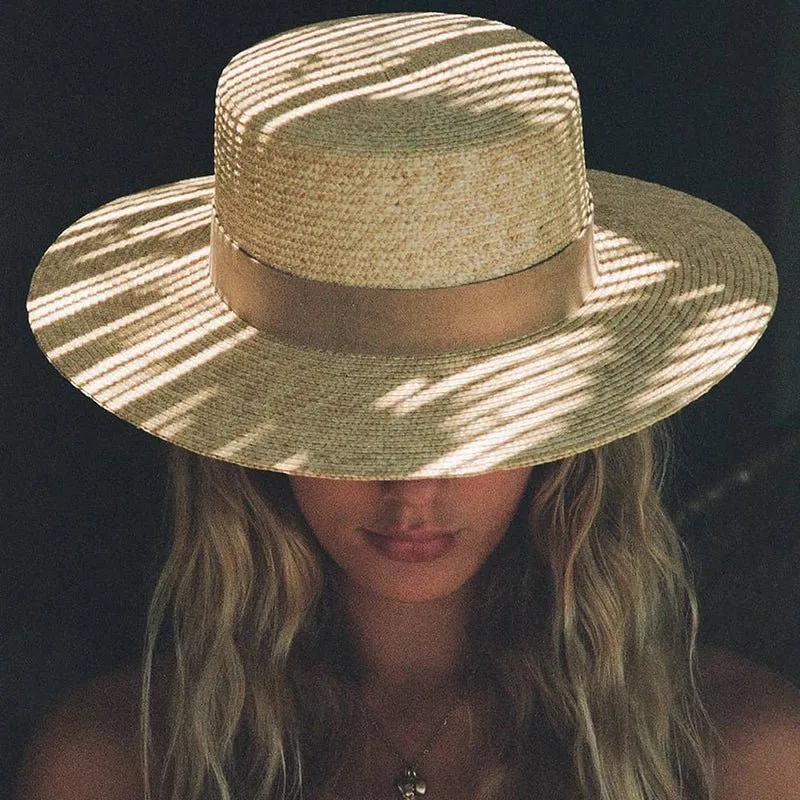 Womens Sun Hat With Tan Ribbon